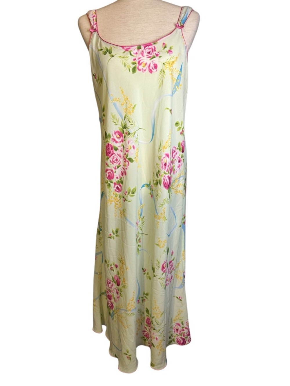 Oscar de la Renta Pink Label Floral Rose Slip Maxi Cottage Fairy Romantic Y2K L